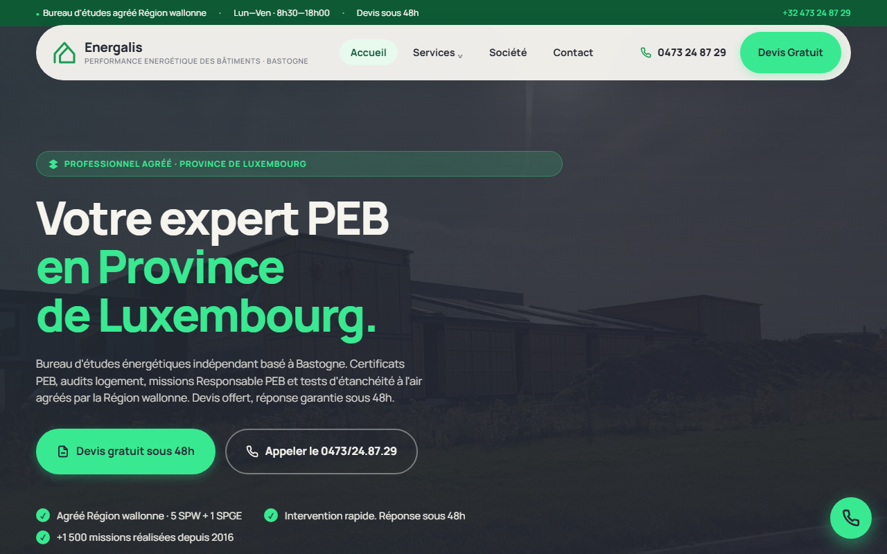 Aperçu du site Energalis