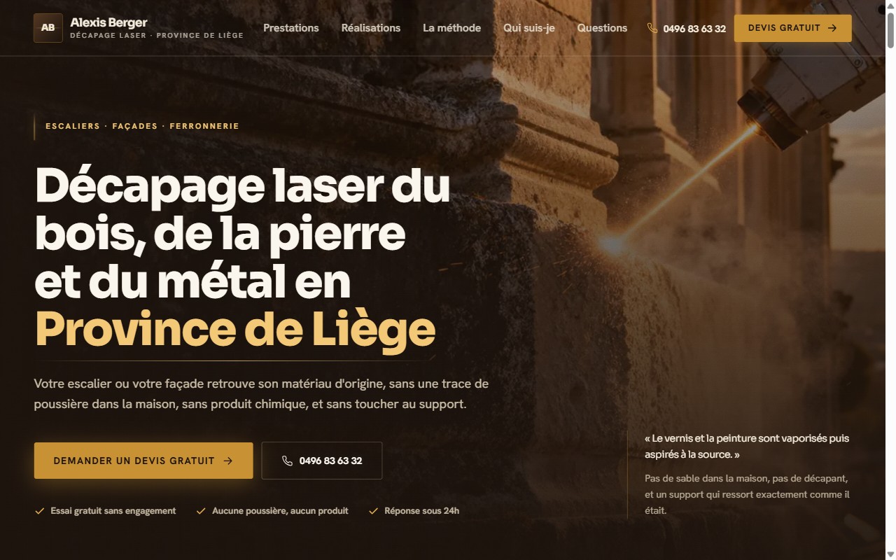 Aperçu du site AB Laser Cleaning