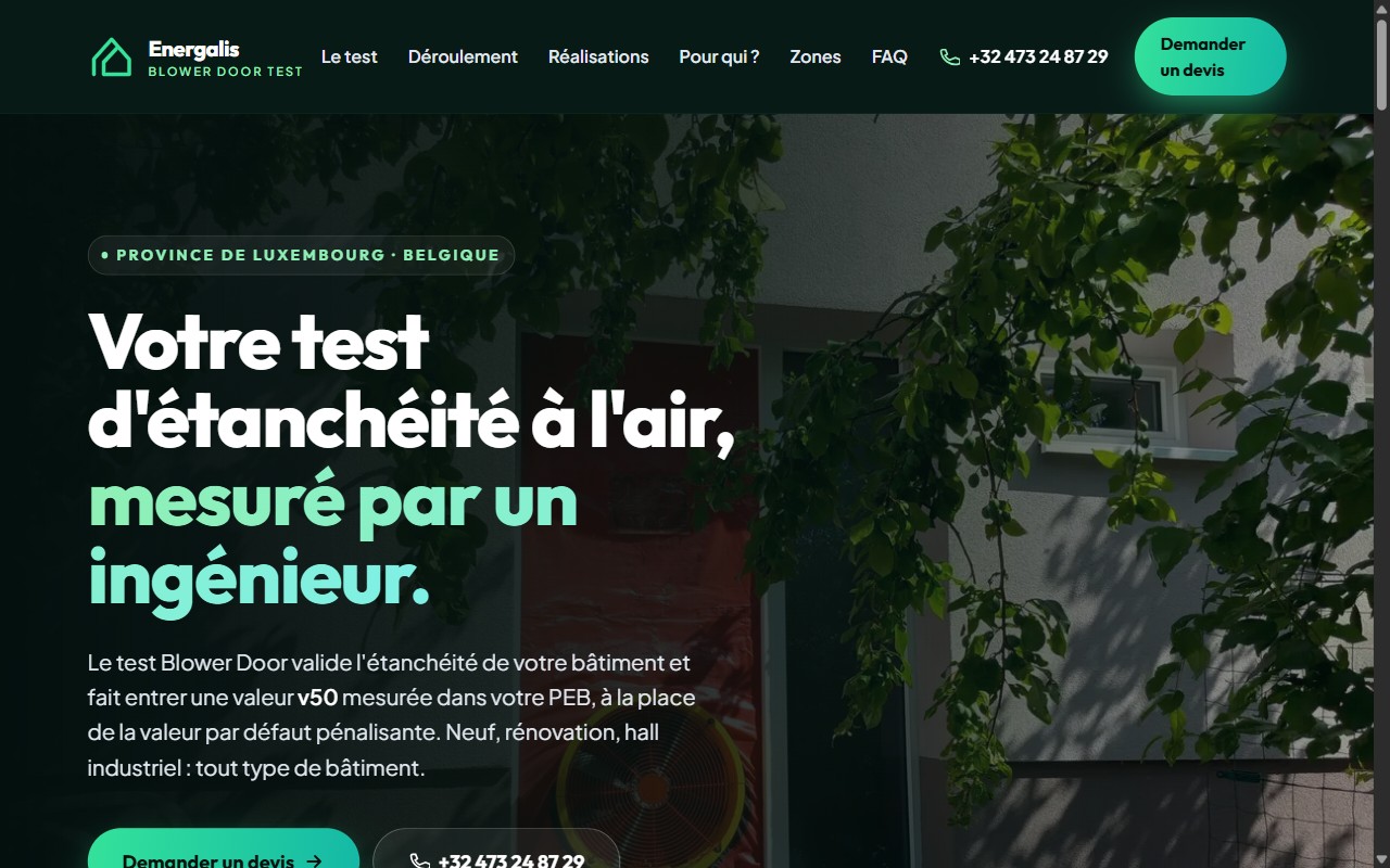 Aperçu du site Blower Door Luxembourg