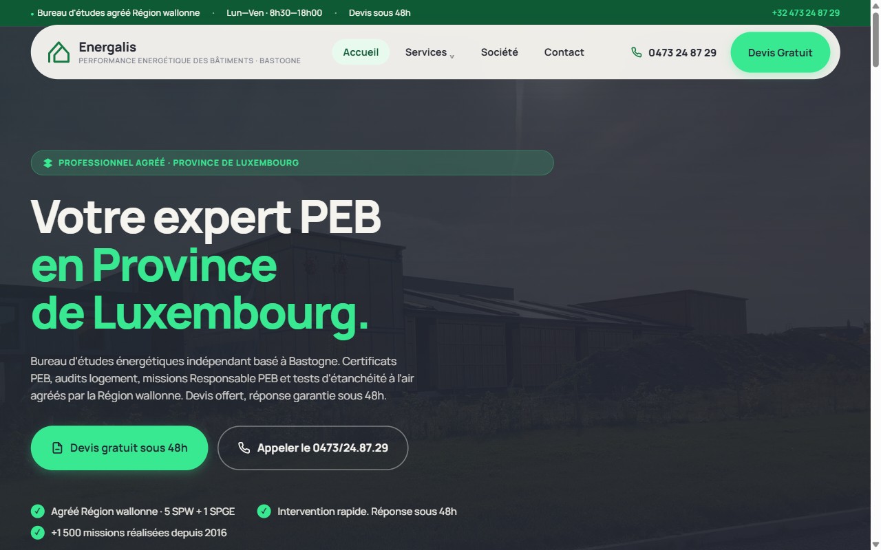 Aperçu du site Energalis